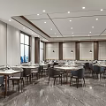 Modern Restaurant Kitchen Interior With Marble Counter Displayed Food And Cabinets