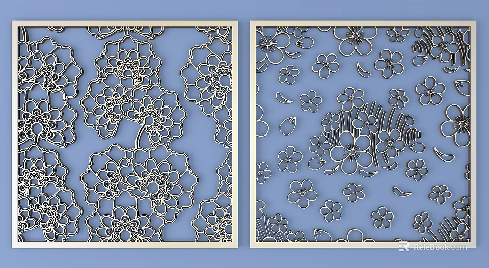 Intricate Carved Floral Patterns With Decorative Artwork And Ornamental Details 3d model 