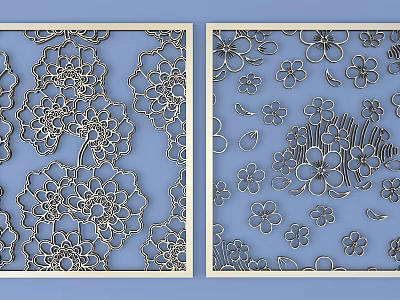 Intricate Carved Floral Patterns With Decorative Artwork And Ornamental Details 3d model