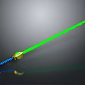 Futuristic Laser Sword Design With Green Glowing Beam Golden Hilt And Blue Accents