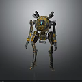 Metallic Mechanical Robot Character With Multi Legged Structure And Camo Head Design 3d model