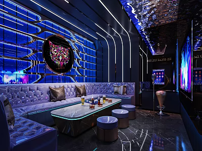 Luxury Modern KTV Interior Design With Comfortable Sofa Colorful Lighting And Decorative Wall 3d model