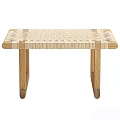 Natural Woven Top Coffee Table With Light Wooden Frame And Minimalist Design