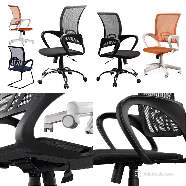 Ergonomic Mesh Back Office Chair With Adjustable Armrests Swivel Wheels And Multiple Colors 3d model 