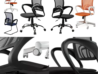 Ergonomic Mesh Back Office Chair With Adjustable Armrests Swivel Wheels And Multiple Colors 3d model
