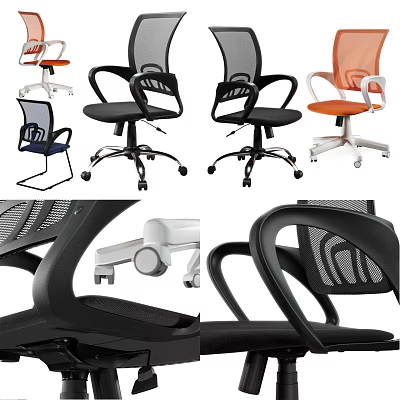 Ergonomic Mesh Back Office Chair With Adjustable Armrests Swivel Wheels And Multiple Colors 3d model