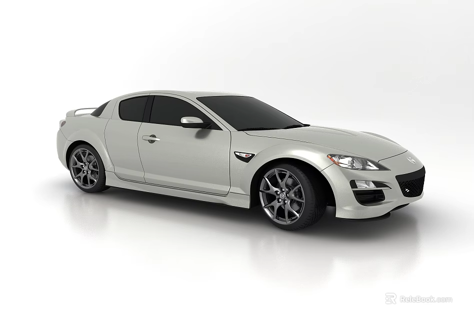 White Two Door Sports Car With Sleek Body And Black Alloy Wheels 3d model 
