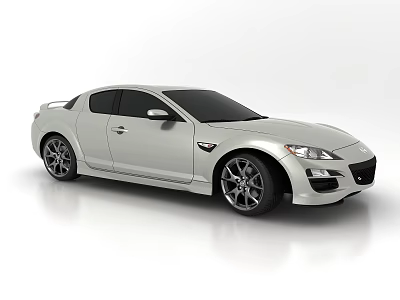 White Two Door Sports Car With Sleek Body And Black Alloy Wheels 3d model