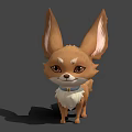 Cute Cartoon Fennec Fox Character With Big Ears Brown Fur And Blue Collar