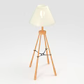 Modern Wooden Tripod Floor Lamp With White Lampshade Light Wood And Black Accents