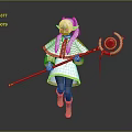 White Haired Long Eared Character Walking With Red Staff Featuring Golden Head And Red Gem