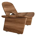 Modern Wooden Leisure Chair With Walnut Wood Circular Cutout And Sleek Lines