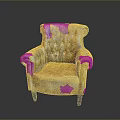 Classic Tufted Leather Chair With Armrests And Black Wooden Legs Design