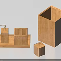 Wooden Household Items Set With Tray Storage Box Compartment Organizer And Small Container