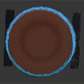Modern Stool With Brown Padded Seat And Blue Trim On Metal Frame