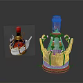 Colorful Decorative Household Containers With Red Wax Top And Intricate Golden Base Design