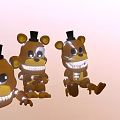 Scary Brown Cartoon Bear Game Characters With Black Top Hats And Large Teeth