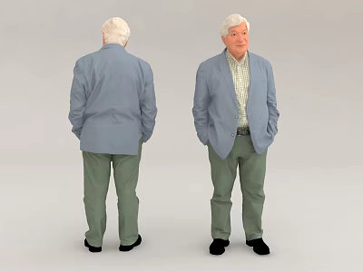 Man In Light Blue Blazer Light Green Pants And Plaid Shirt 3d model
