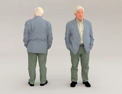 Man In Light Blue Blazer Light Green Pants And Plaid Shirt 3d model