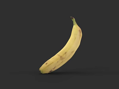 Ripe Yellow Banana With Brown Spots Isolated On Dark Background 3d model