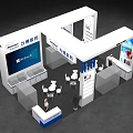 Liyuan Hydraulic Exhibition Booth With Modern White Blue Design Display Screen And Product Shelves