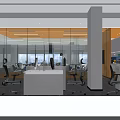 Public Office Space With Linear Ceiling Lights White Lexis Workstations Black Chairs And Large Windows