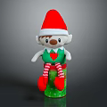 Festive Christmas Elf Decorative Storage Stool With Green Red Stripes 3d model