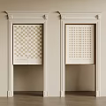 White Decorative Door Frames With Checkerboard And Dot Patterns On Light Background 3d model