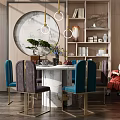 New Chinese Dining Table and Chair Combination Dining Table 3d model