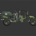 Military Off Road Vehicle with Camouflage Paint Open Top and Large Tires