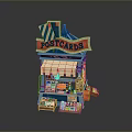 Vibrant Shop Kiosk Featuring Food Themed Postcards And Tasty Snacks