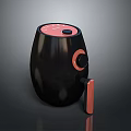 Modern Black And Red Air Fryer With Control Panel And Knob For Kitchen Use