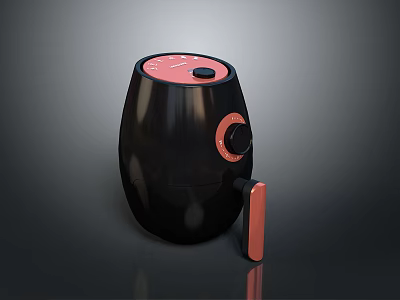 Modern Black And Red Air Fryer With Control Panel And Knob For Kitchen Use 3d model Modern Black And Red Air Fryer With Control Panel And Knob For Kitchen Use 3d model