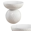 White Ceramic Coffee Table With Spherical Base And Bowl Shaped Top For Modern Living Room