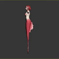 Vibrant Mermaid With Red Hair Pink Tail And Bikini Top On Gray Background
