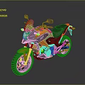 Modern Orange And Black Motorcycle With Windshield Black Seat And Alloy Wheels