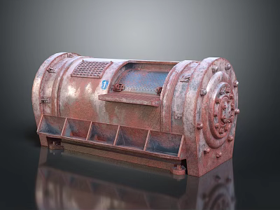Rusty Vintage Metal Drum Washing Machine With Old Retro Design Elements 3d model