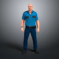 Game Movie Male Character With Blue Shirt Black Pockets Blue Pants Black Belt Standing Pose