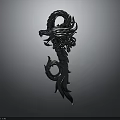 Dragon Shaped Weapon 3D Model With Black Metallic Design And Intricate Coiled Body