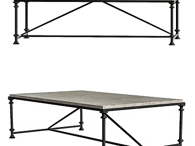 Sleek Modern Dining Table Design With Metal Cross Frame And Stone Tabletop 3d model