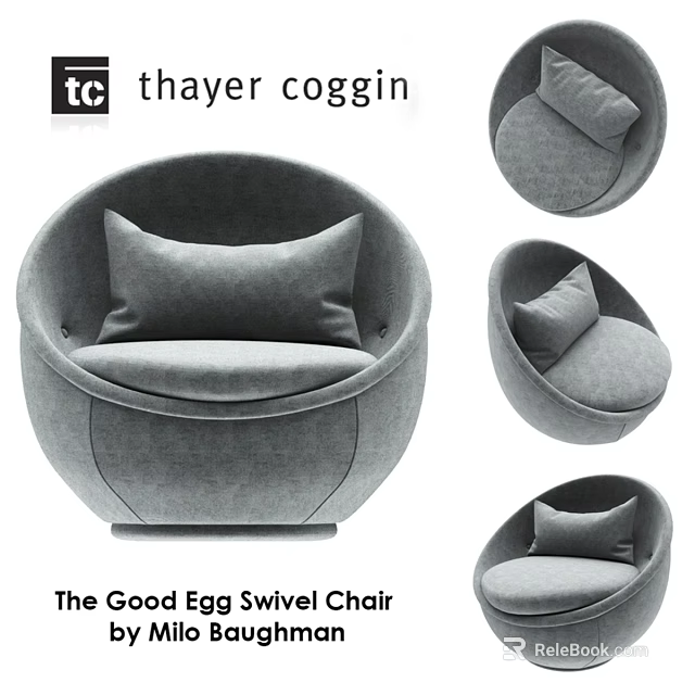 Good Eaa Swivel Chair Featuring Round Design And Plush Grey Fabric Cushion 3d model 