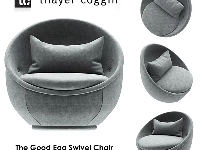 Good Eaa Swivel Chair Featuring Round Design And Plush Grey Fabric Cushion 3d model
