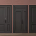 Black Modern Security Doors With Panel Design And Three Different Styles 3d model