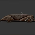 Vintage Rusted Convertible Car With Classic Retro Body Design