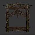 Rustic Wooden Scene Components With Planks Platforms And Support Frames 3d model