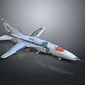 Detailed Silver Fighter Jet Model With Red Cockpit And Landing Gear