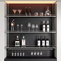 Modern Sofa Coffee Table Set With Metal Wine Rack Glasses And Bottles