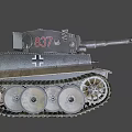 Vintage Military Vehicle Tank Featuring Cannon Barrel Tracks And 837 Marking Design