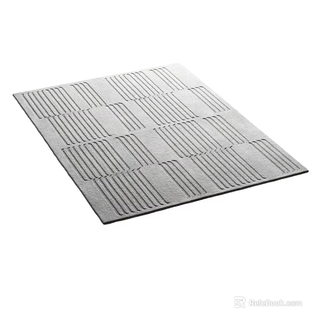 Gray Square Carpet With Modern Geometric Pattern And Textured Woven Surface 3d model
