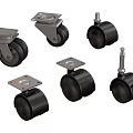 Different Types of Caster Wheels with Swivel Brakes and Metal Bases